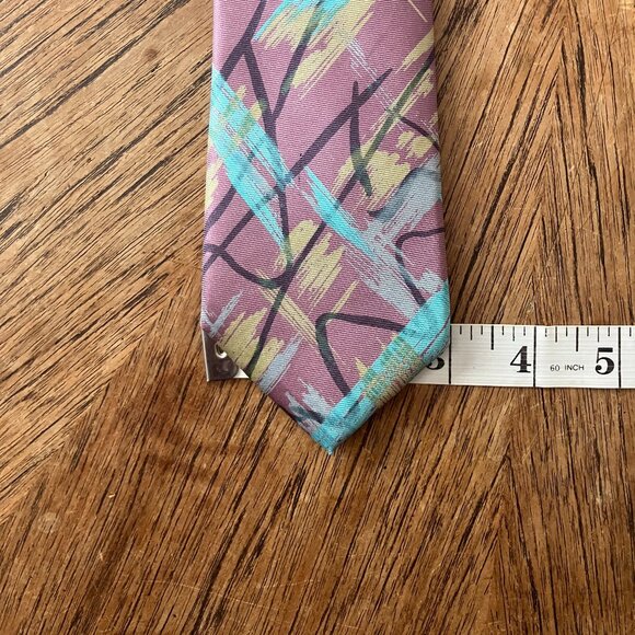 Vintage Lanvin Paris Silk Tie with a Pastel Paint Brush Stoke Pattern - Picture 7 of 10